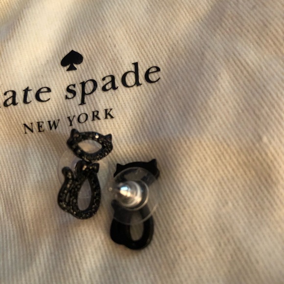 Kate Spade black pave cat earrings